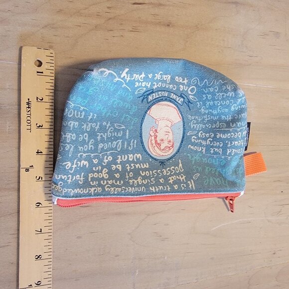 Jane Austen Bag - 9" Canvas Zipper Pouch for Pencils Cosmetics Makeup - Picture 4 of 6